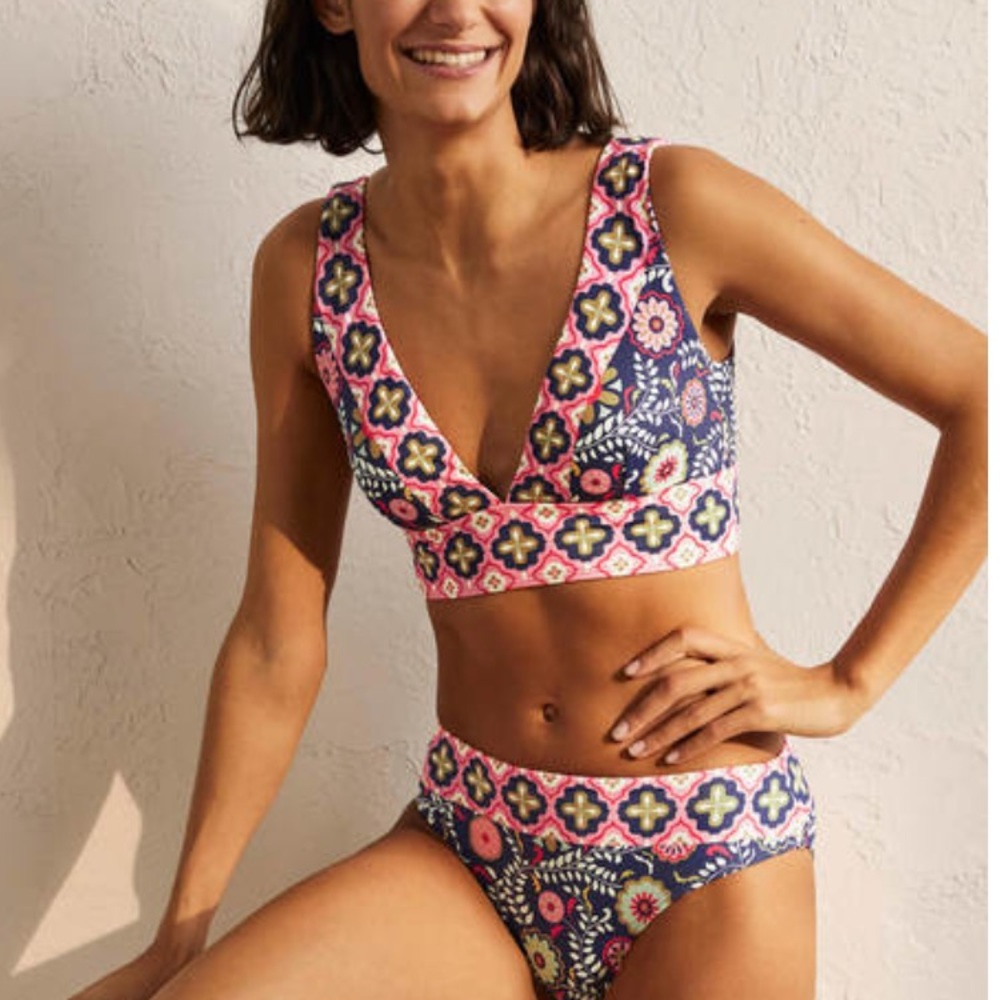 Boden Floral Bikini - Pink and Blue